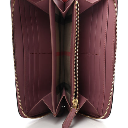 Burberry Grainy Calfskin Striped Long Zip Around Wallet Pink Black 4 of 4