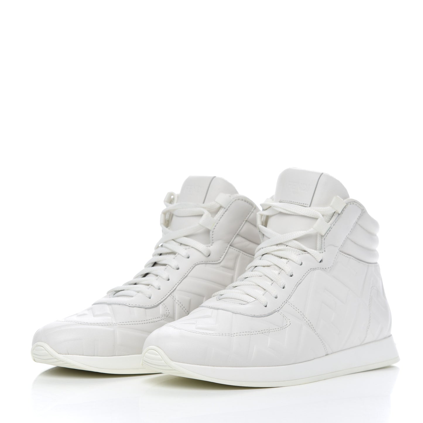 Nappa Macro FF Embossed Womens High Top Sneakers 37.5 White Ice