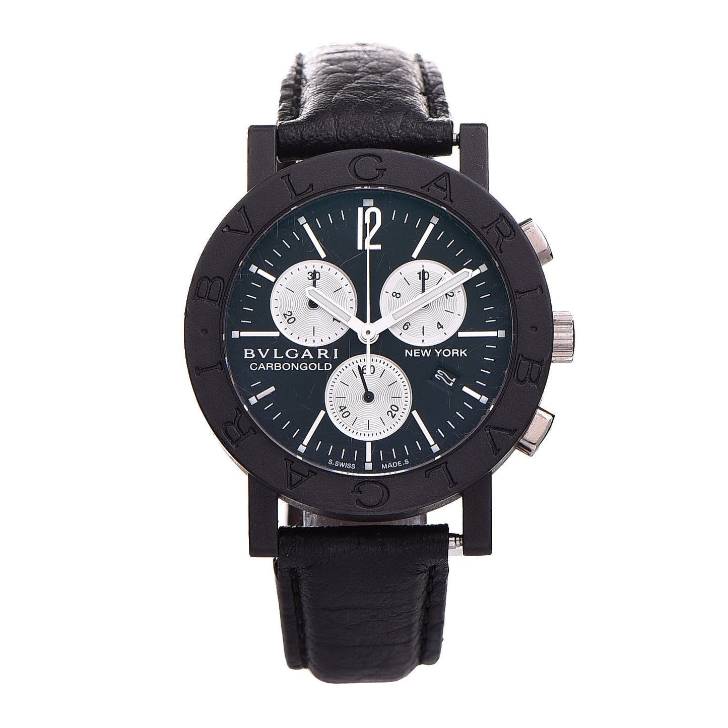 Carbon Calfskin 38mm Marbella Quartz Watch Black