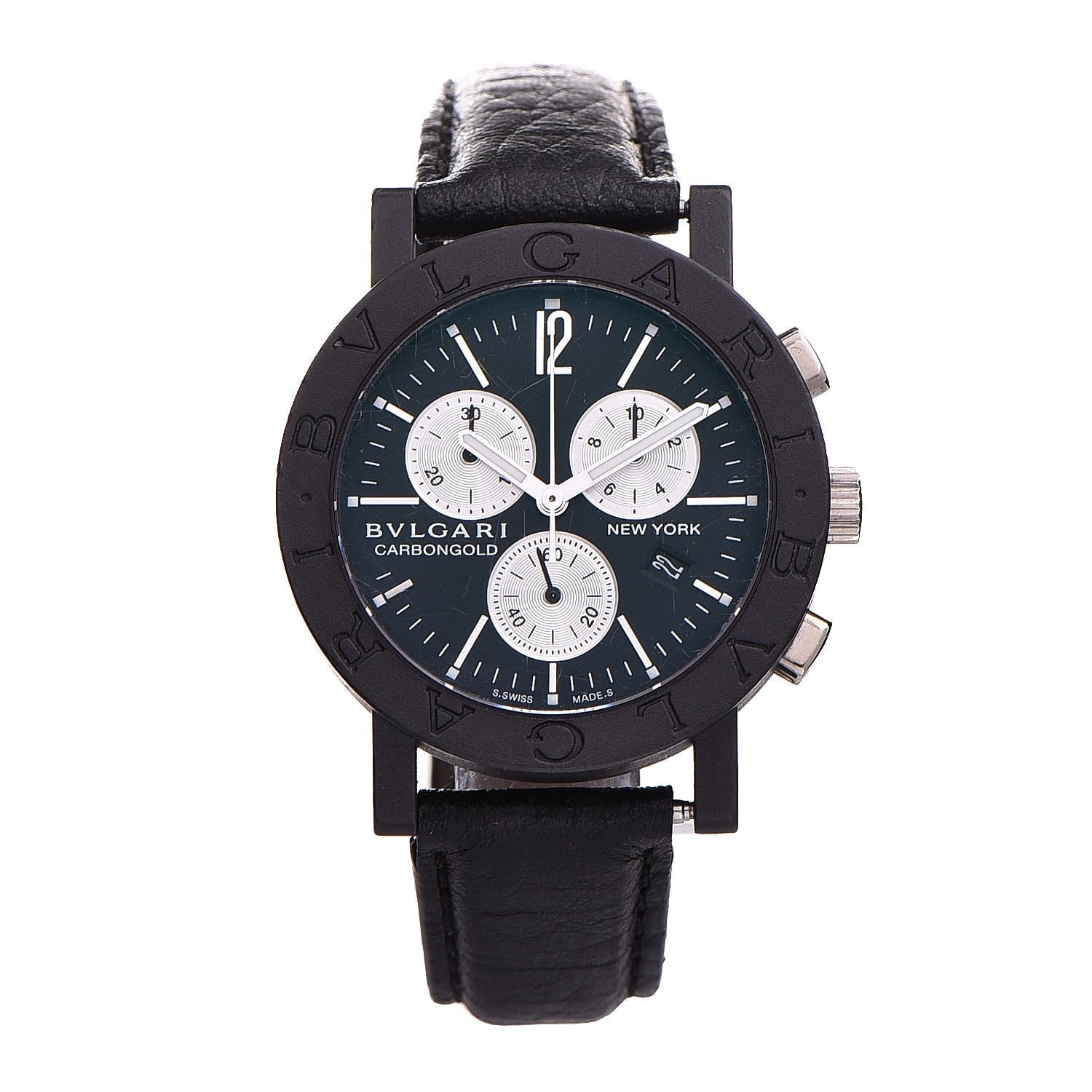 Bulgari Carbon Calfskin 38mm Marbella Quartz Watch Black 1 of 12
