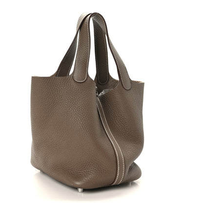 Hermes Taurillon Clemence Picotin Lock 18 PM Etoupe 3 of 12