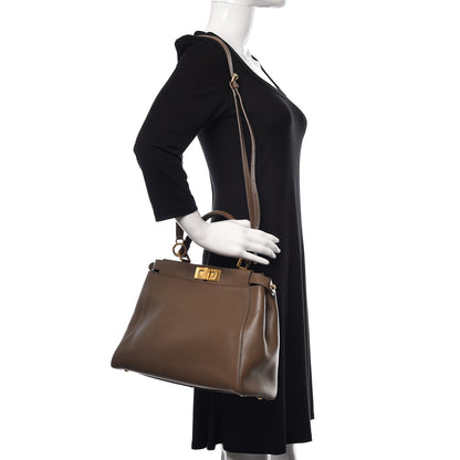 Fendi Vitello Morgan Shiny Nappa Medium Peekaboo Iconic Satchel Foresta Blue 2 of 21