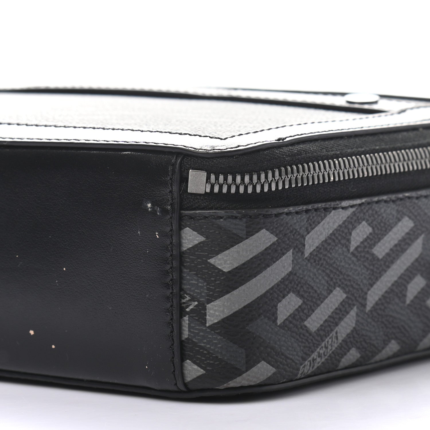 Versace Coated Canvas La Greca Signature Messenger Bag Black Gray 8 of 8