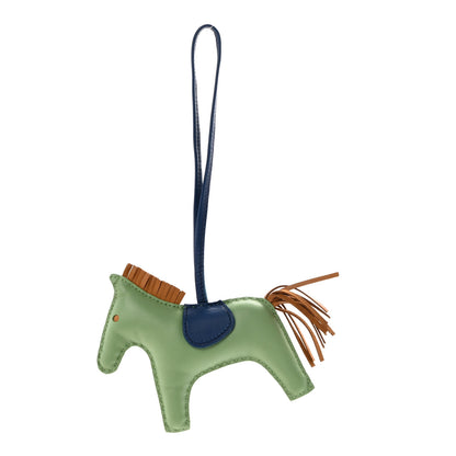 Hermes Milo Lambskin Grigri Rodeo Horse Bag Charm MM Vert Criquet Sesame Bleu De Malte 1 of 5