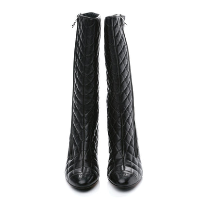 Chanel Lambskin Quilted CC Cap Toe Boots 38.5 Black 4 of 8