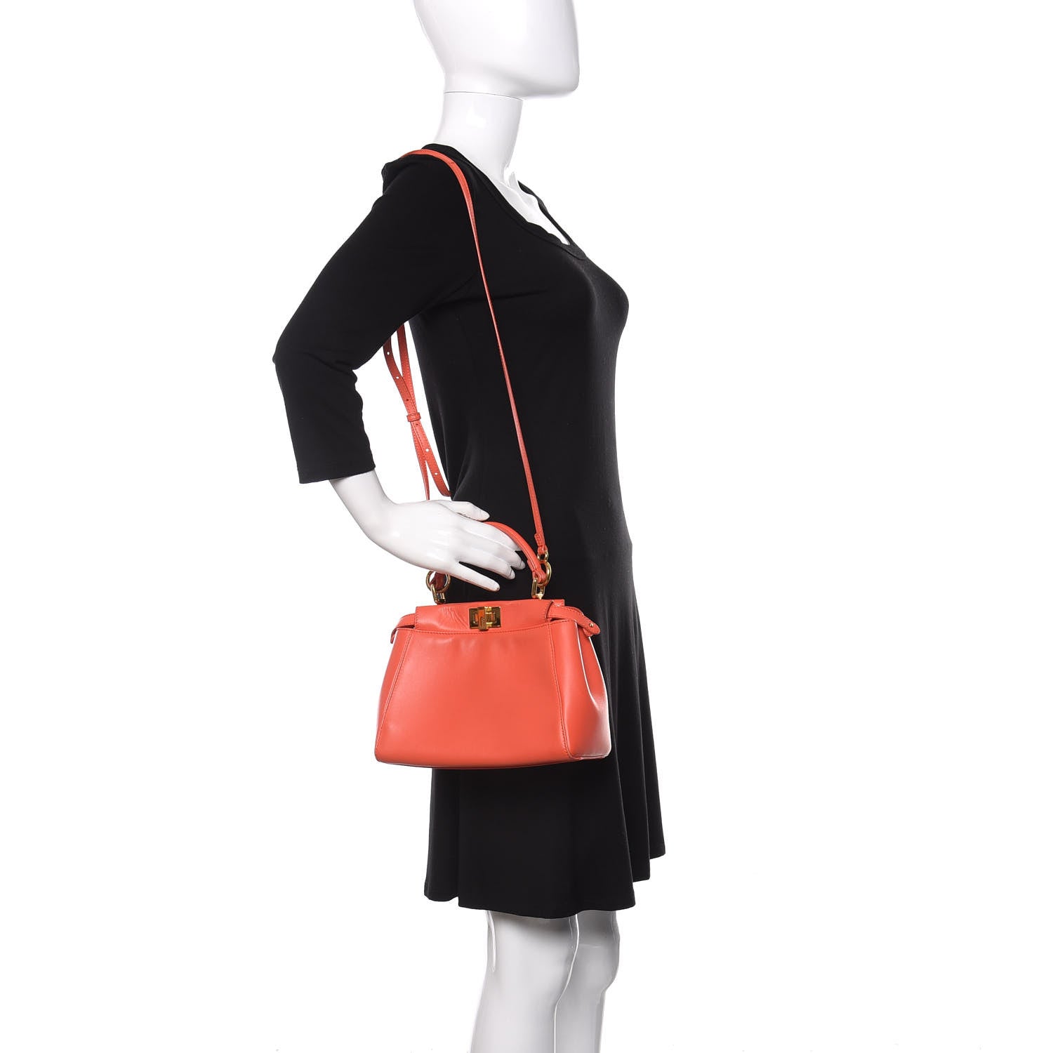 Fendi Nappa Mini Peekaboo Iconic Satchel Azalea 2 of 11