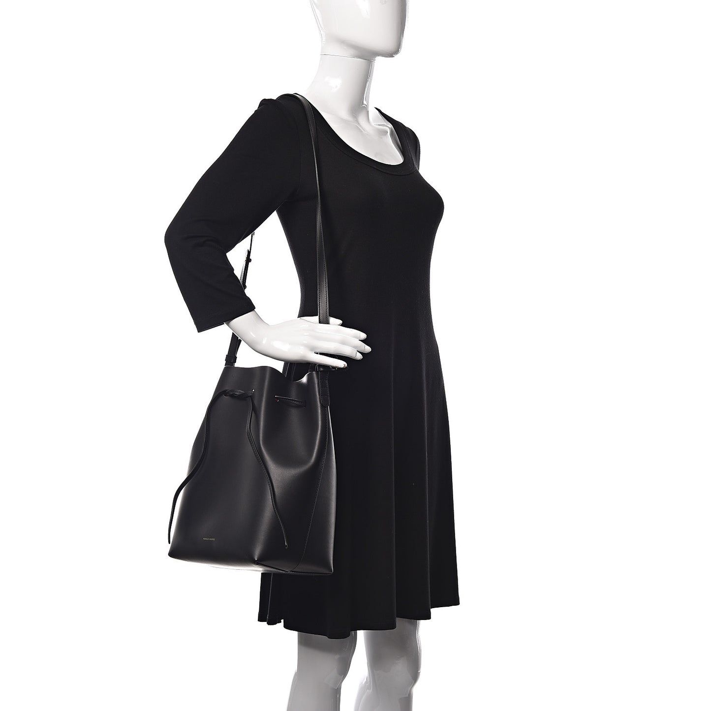 Vegetable Tanned Calfskin Bucket Bag Black Dolly