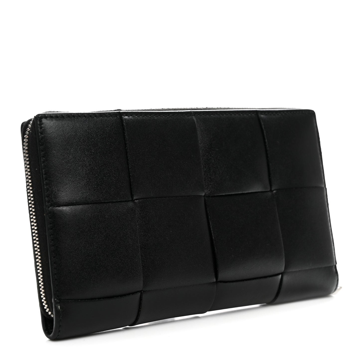 Nappa Maxi Intrecciato Medium Cassette Bifold Zip Wallet Black