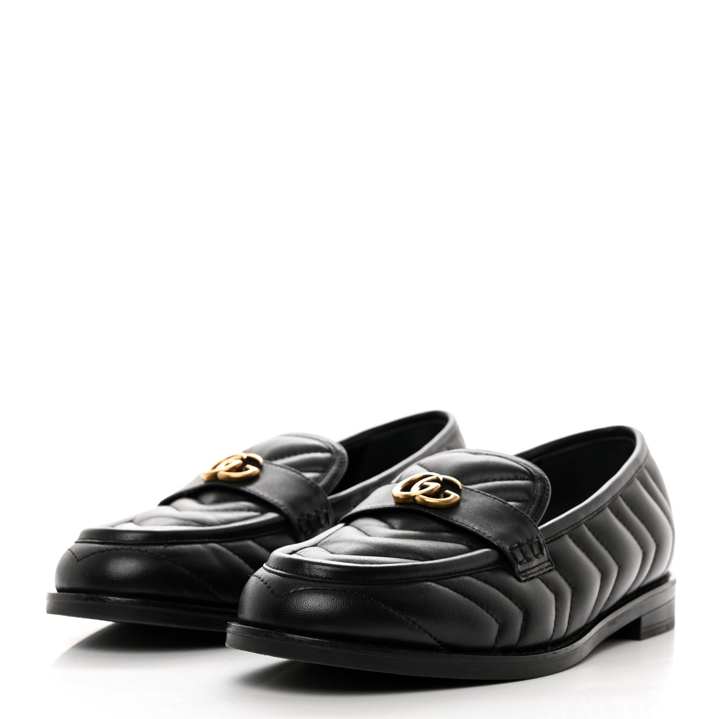 Nappa Matelasse Double G Marmont Loafers 38.5 Black