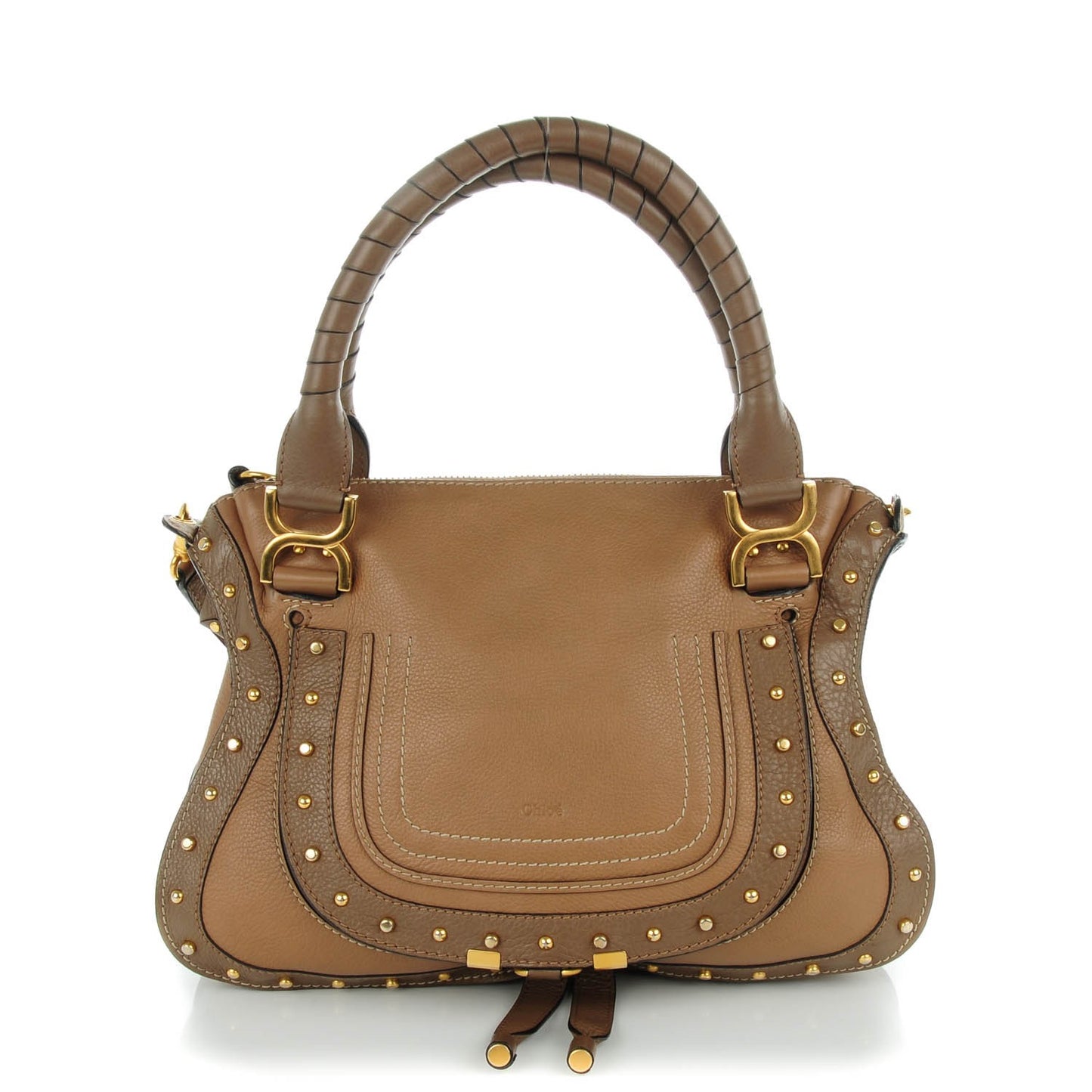 Calfskin Studded Medium Marcie Satchel Nut