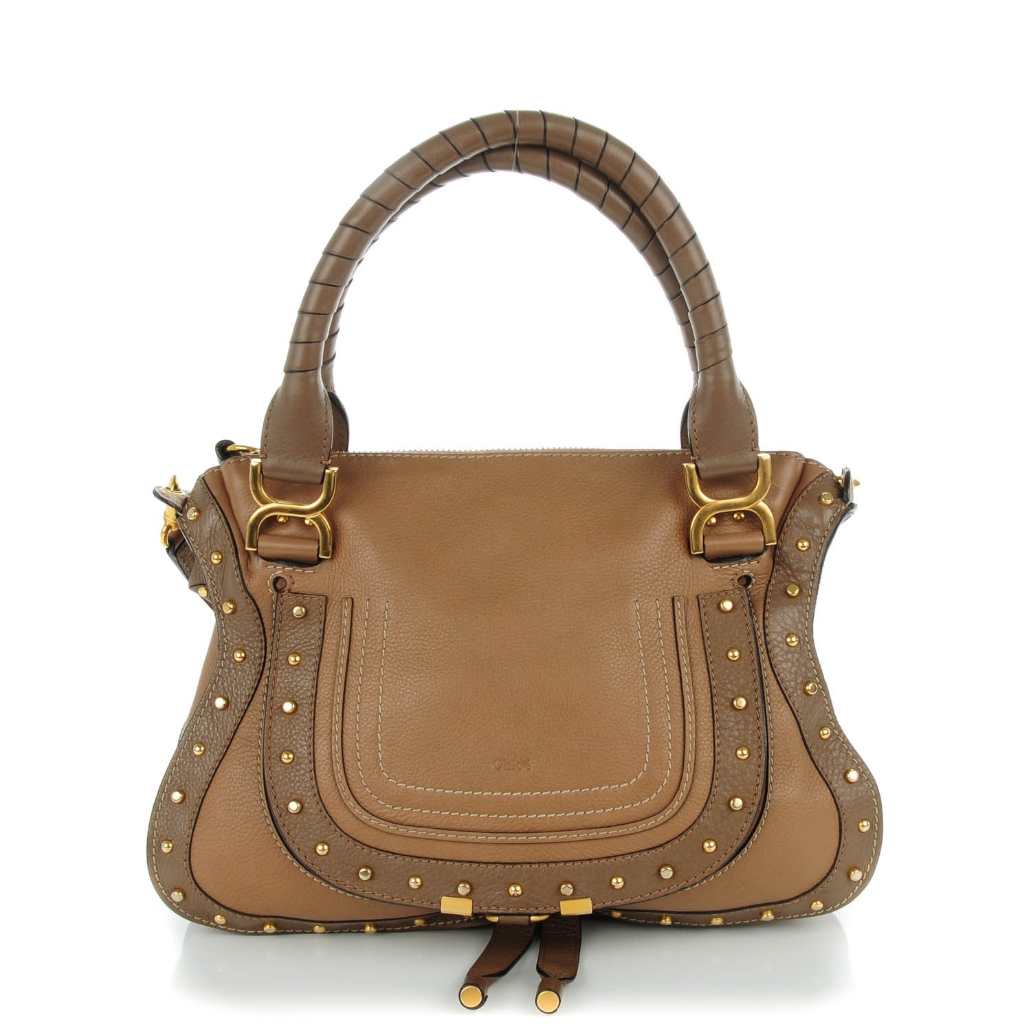 Chloe Calfskin Studded Medium Marcie Satchel Nut 1 of 7