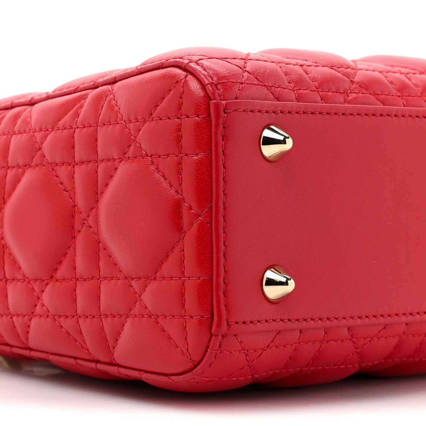 Lambskin Cannage Small Lucky Badges My Lady Dior Red