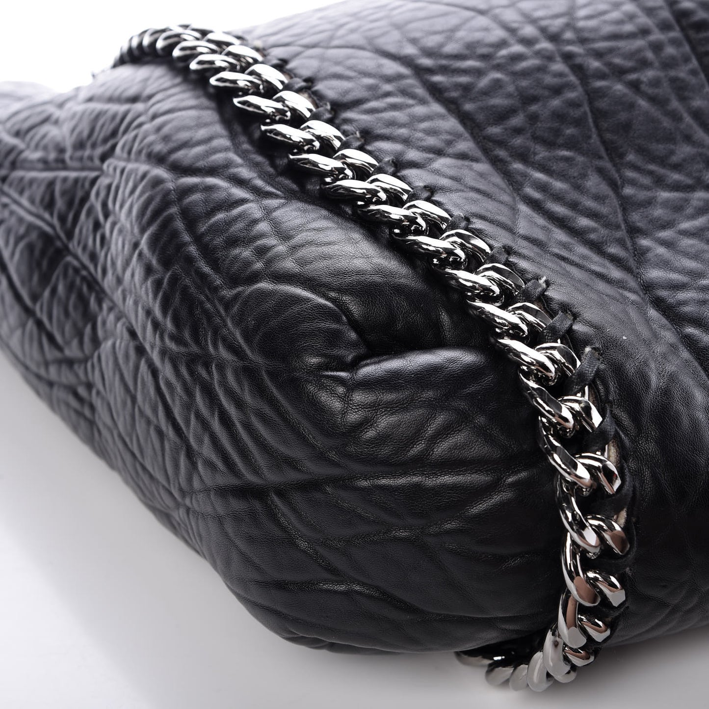 Shaggy Deer Shearling Chain Falabella Tote Black
