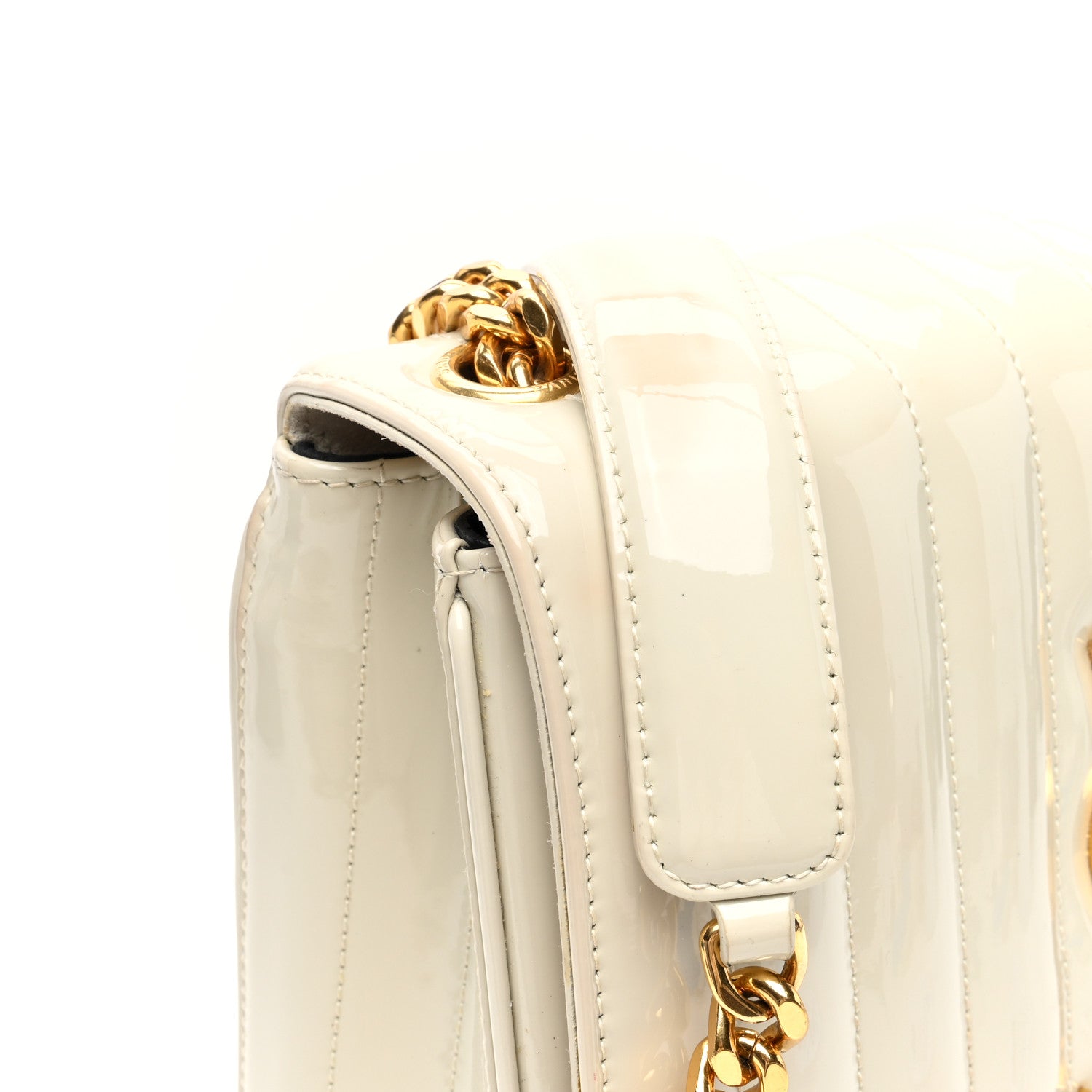 Saint Laurent Patent Matelasse Monogram Large Vicky Chain Bag Crema Soft 10 of 11