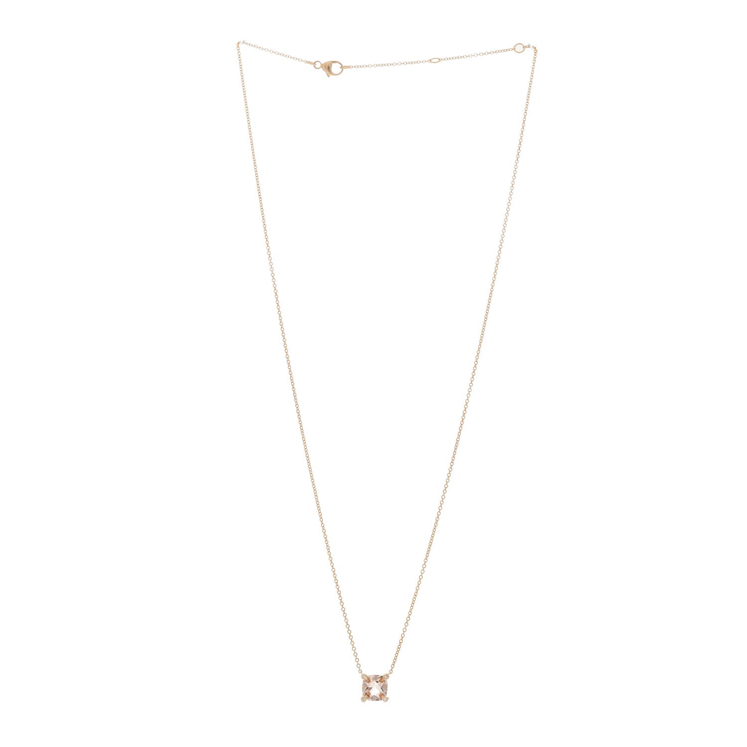David Yurman 18K Rose Gold Diamond Morganite 7mm Petite Chatelaine Pendant Necklace 2 of 4
