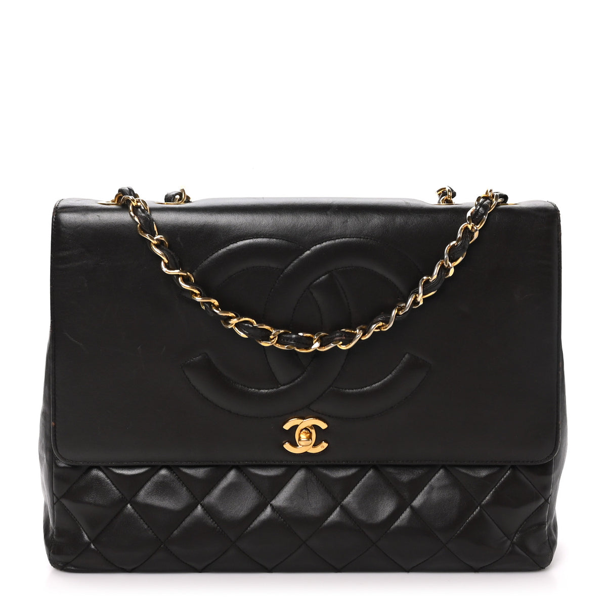 Chanel Lambskin Quilted CC Maxi Jumbo Single Flap Brown 1 of 30