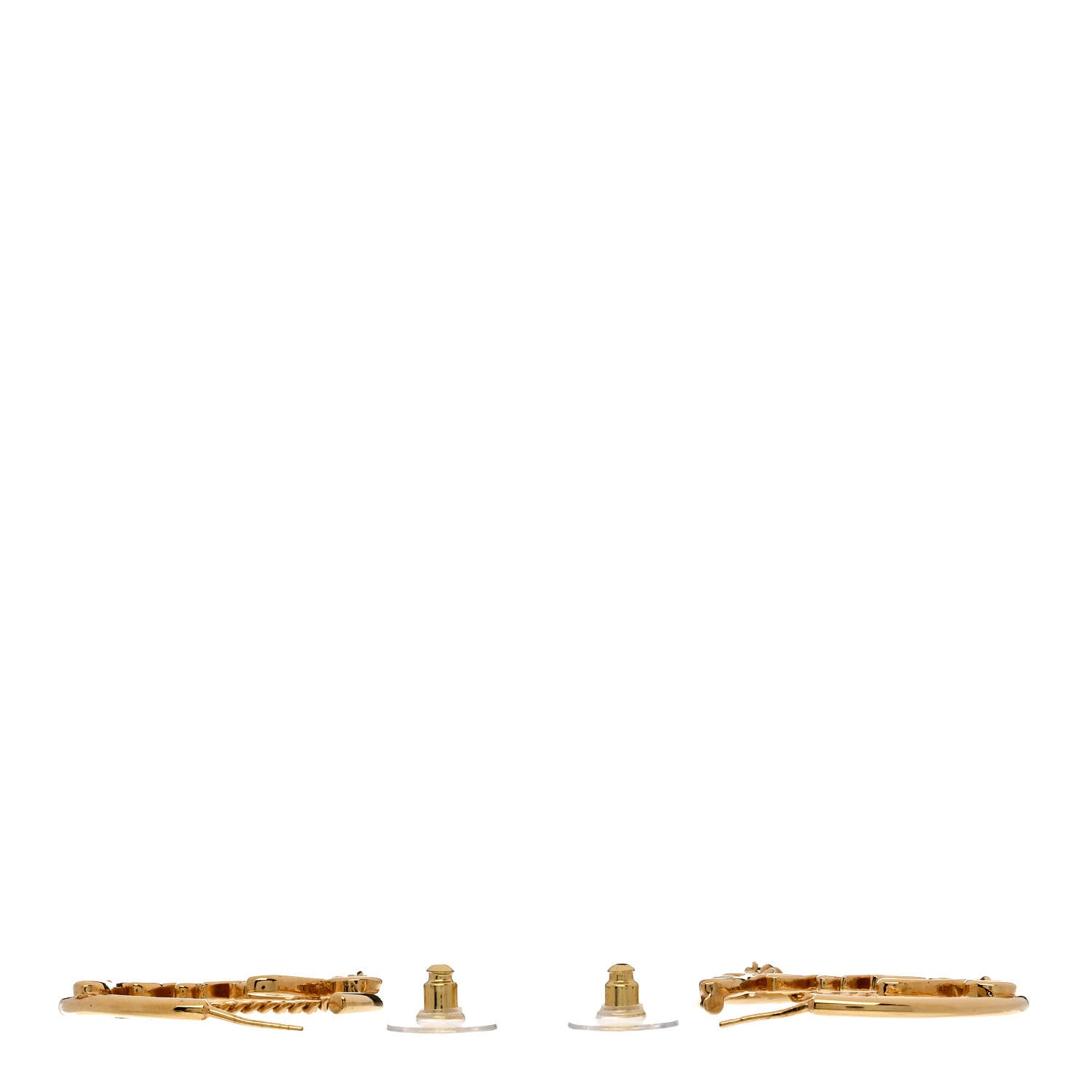 Chanel Metal Chain CC Hoop Earrings Gold 3 of 5