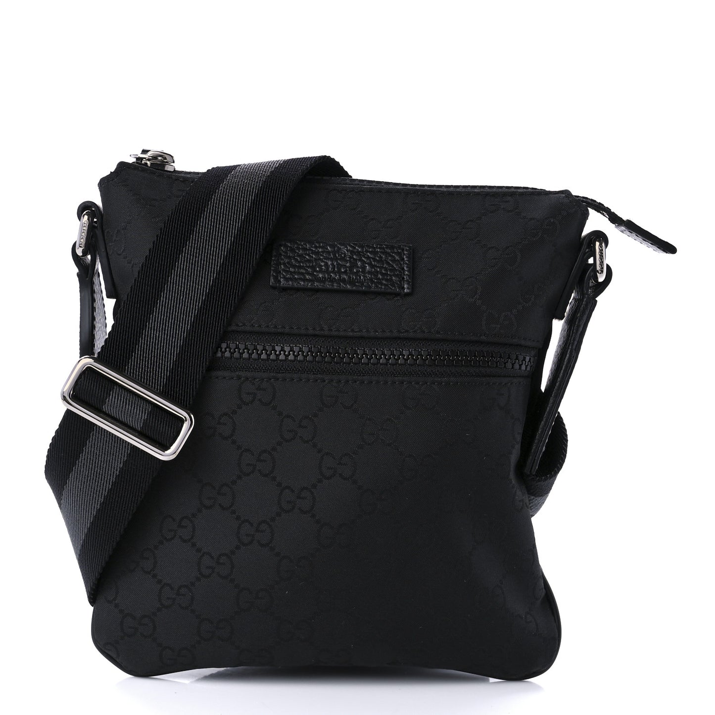 Nylon Monogram Mini Flat Messenger Bag Black