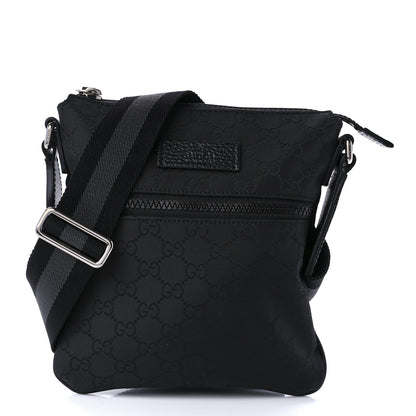 Gucci Nylon Monogram Mini Flat Messenger Bag Black 1 of 9