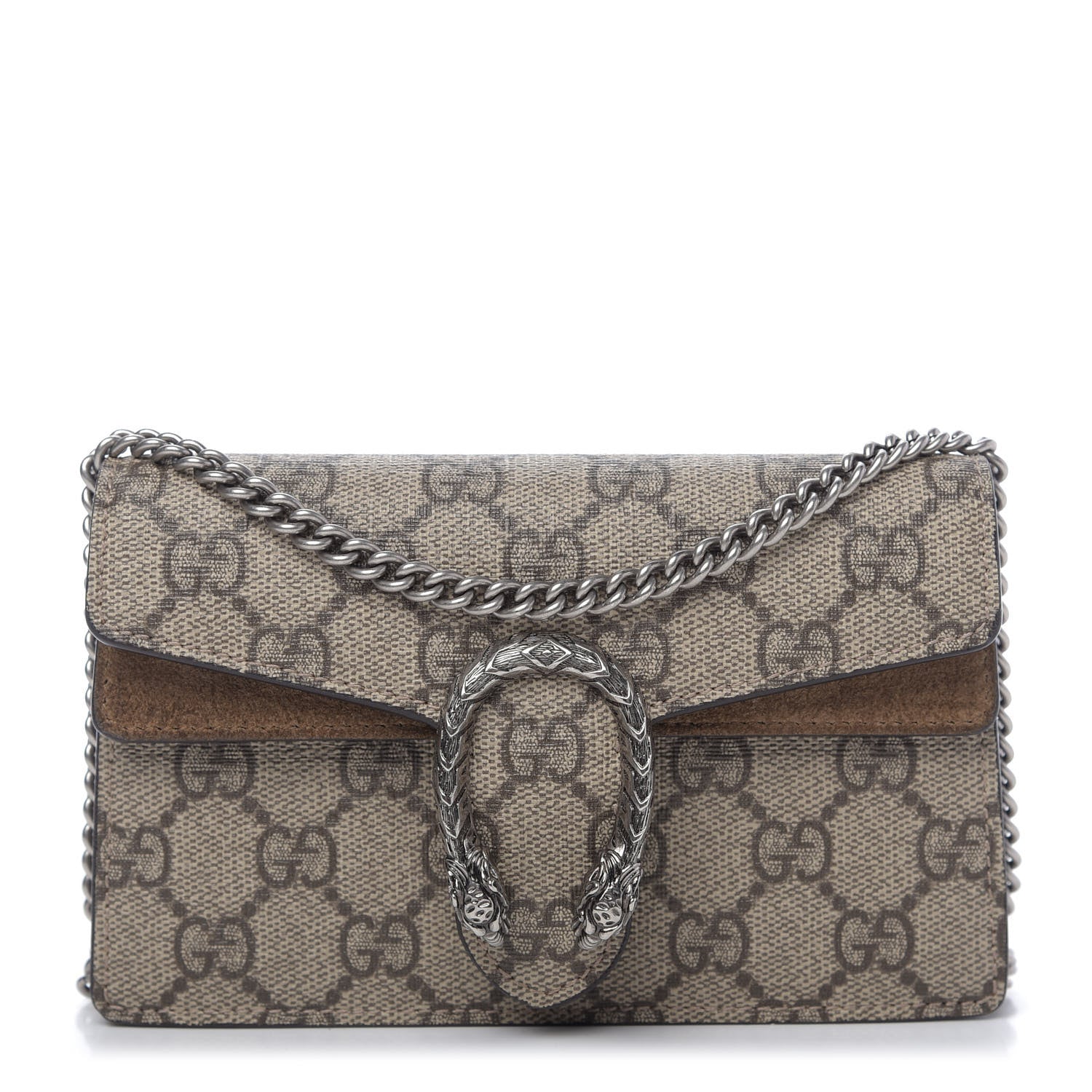 Gucci GG Supreme Monogram Super Mini Dionysus Shoulder Bag Taupe 1 of 9