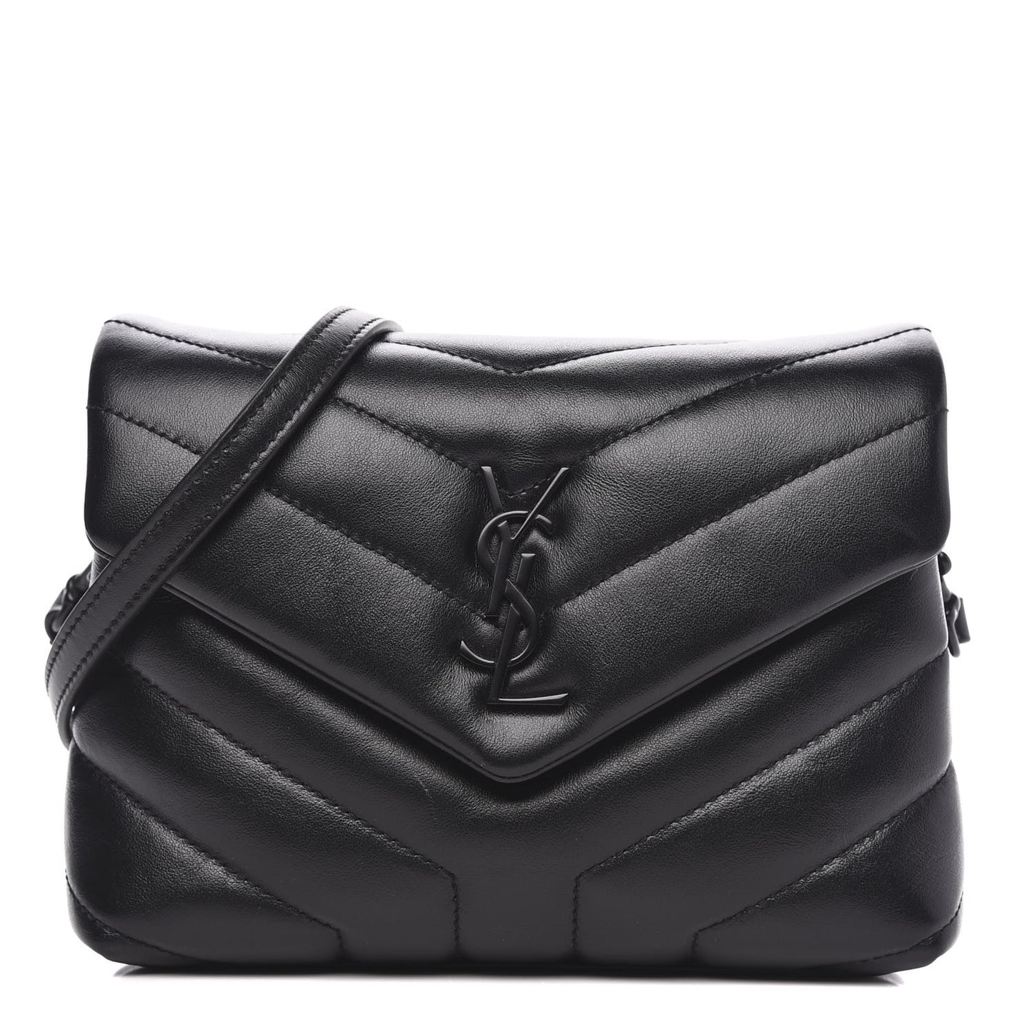 Calfskin Y Quilted Monogram Toy Loulou Crossbody Bag Black
