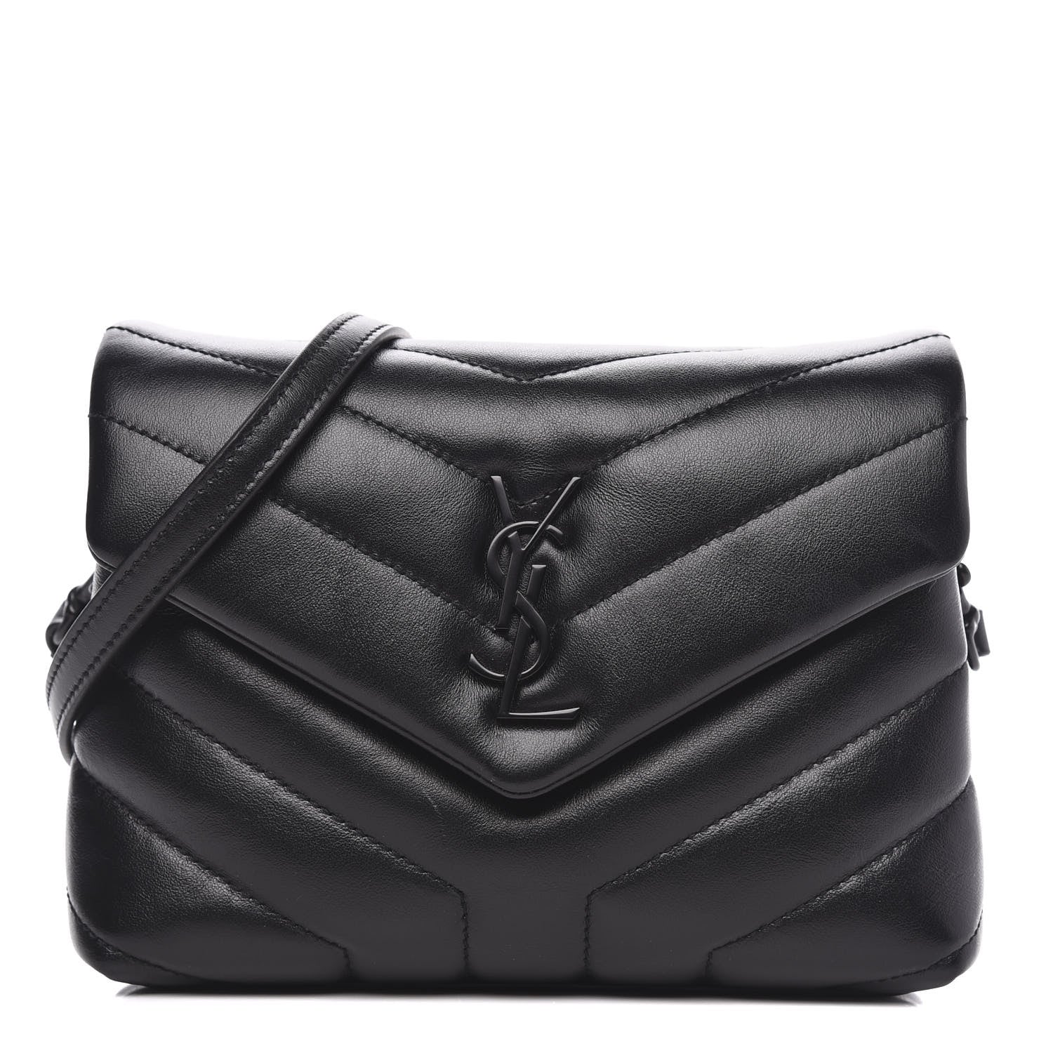 Saint Laurent Calfskin Y Quilted Monogram Toy Loulou Crossbody Bag Black 1 of 11