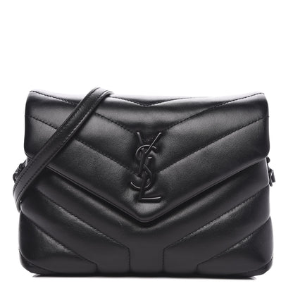 Saint Laurent Calfskin Y Quilted Monogram Toy Loulou Crossbody Bag Black 1 of 11