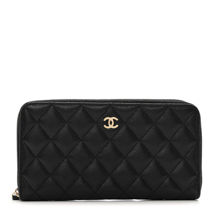Chanel Caviar Quilted Large Gusset Zip Around Wallet Black 1 of 10