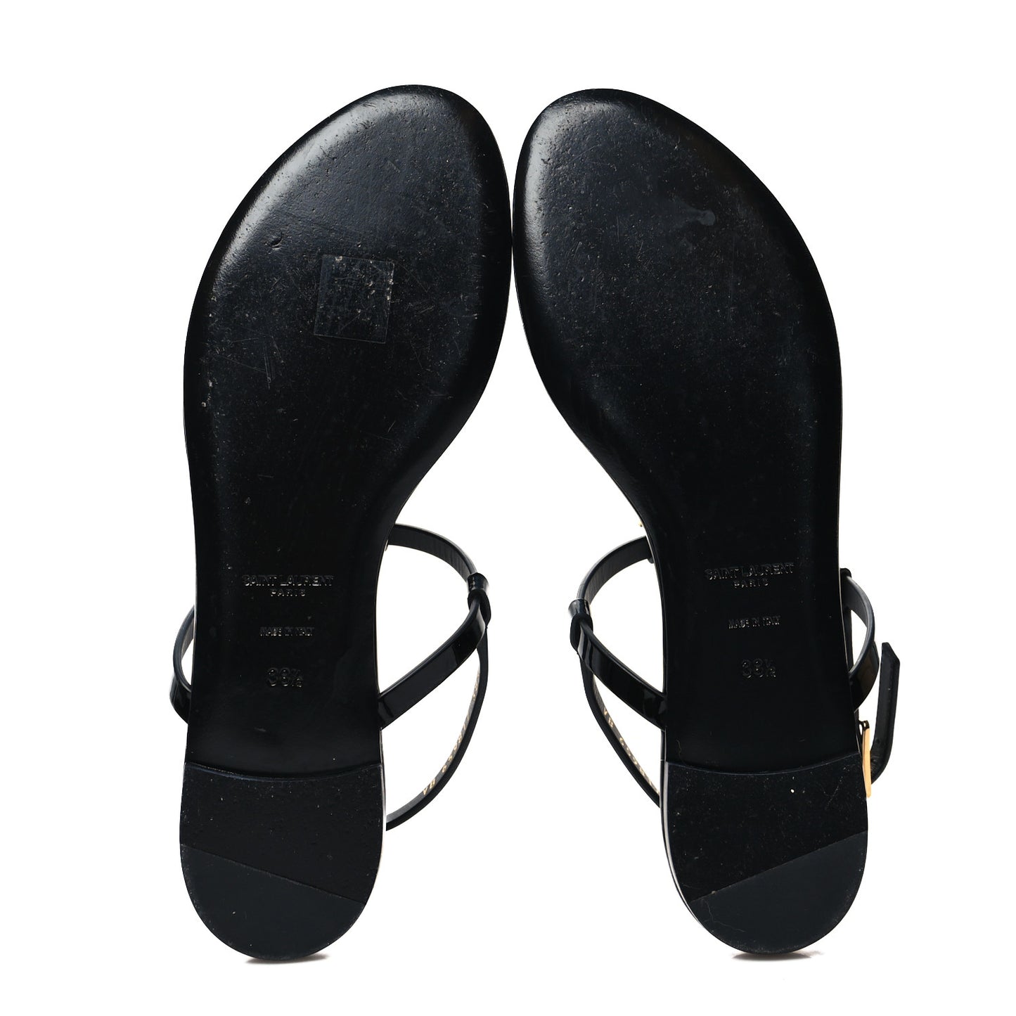 Patent Calfskin Cassandra Monogram Sandals 38.5 Black