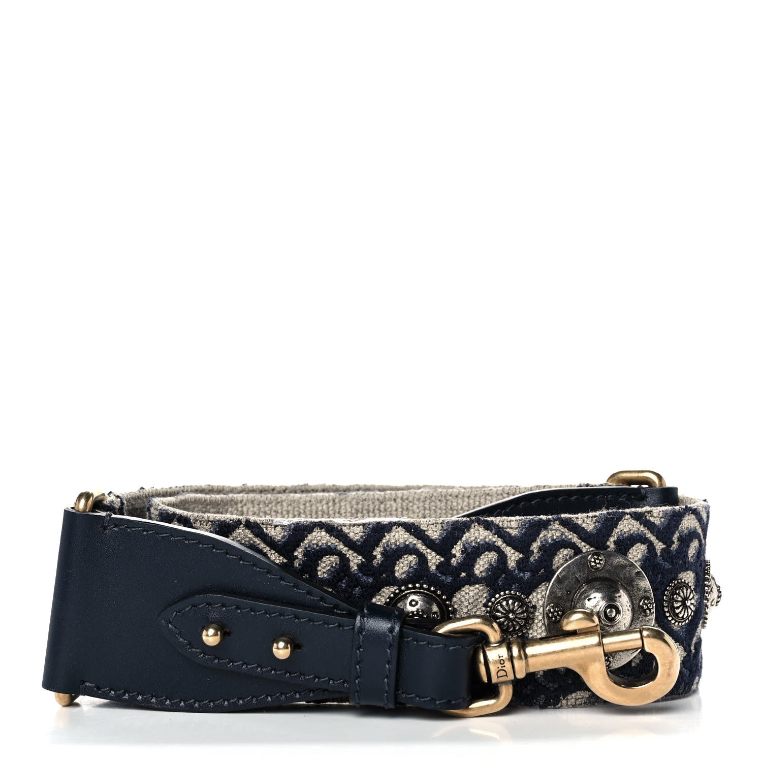 Christian Dior Oblique Studded Shoulder Strap Blue 1 of 5