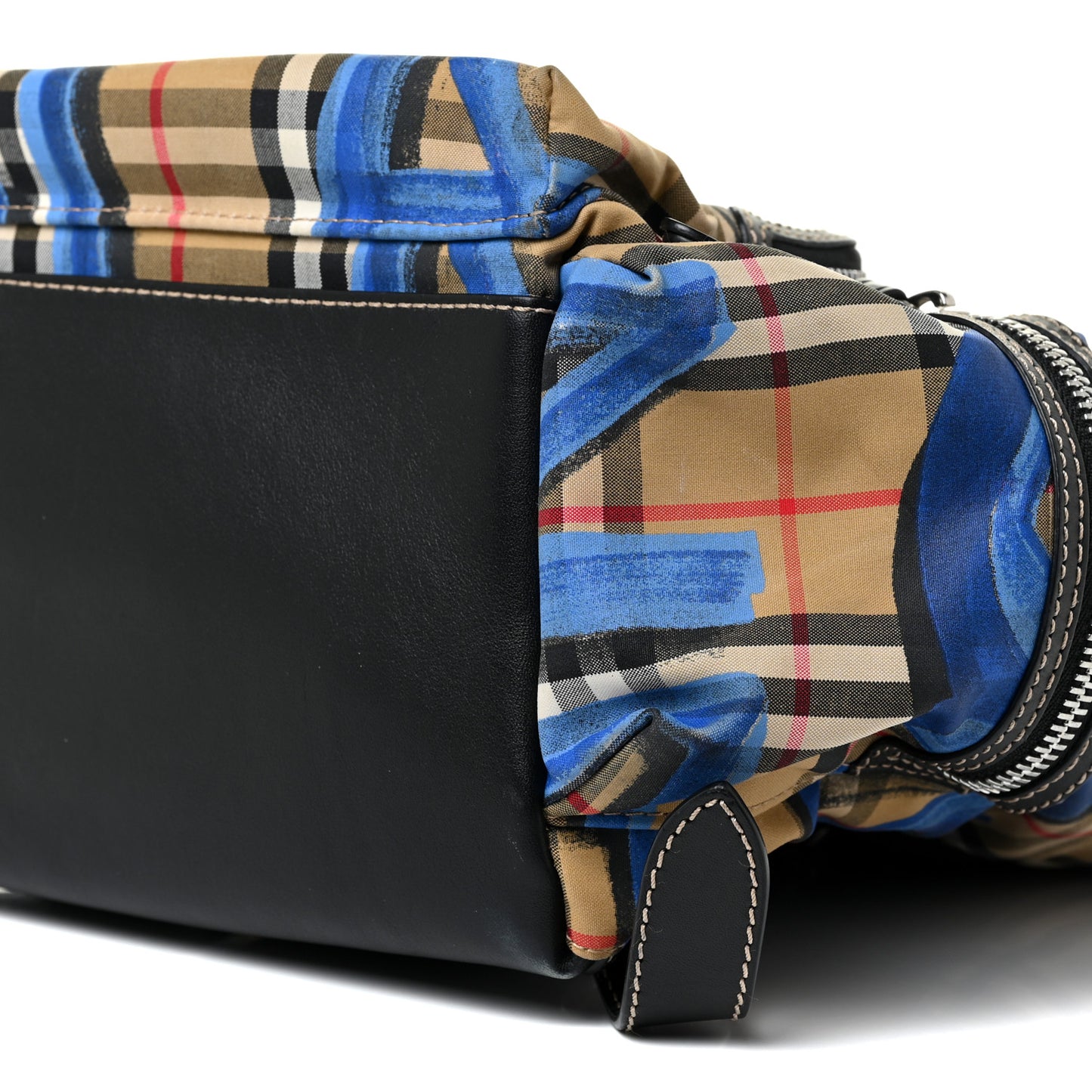 Vintage Check Graffiti Print Medium Rucksack Backpack Blue Antique Yellow