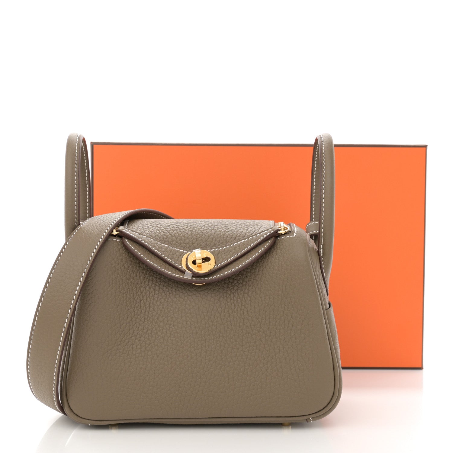 Hermes Taurillon Clemence Mini Lindy 20 Etoupe 11 of 11
