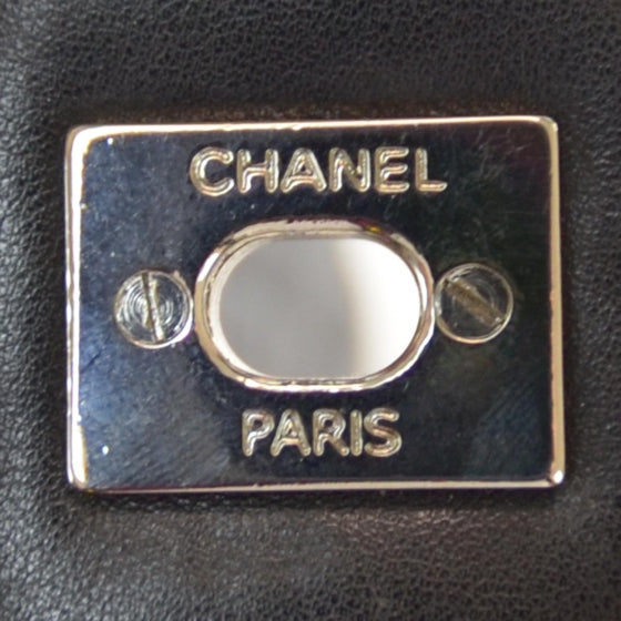 Chanel Calfskin Quilted Large Cambon Flap Black White 7 of 11