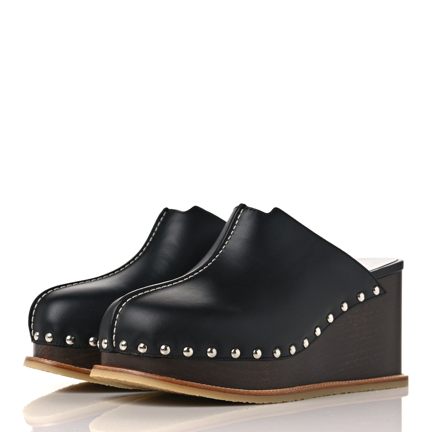 Hermes Calfskin Beechwood Earth Mules 37 Black 3 of 7