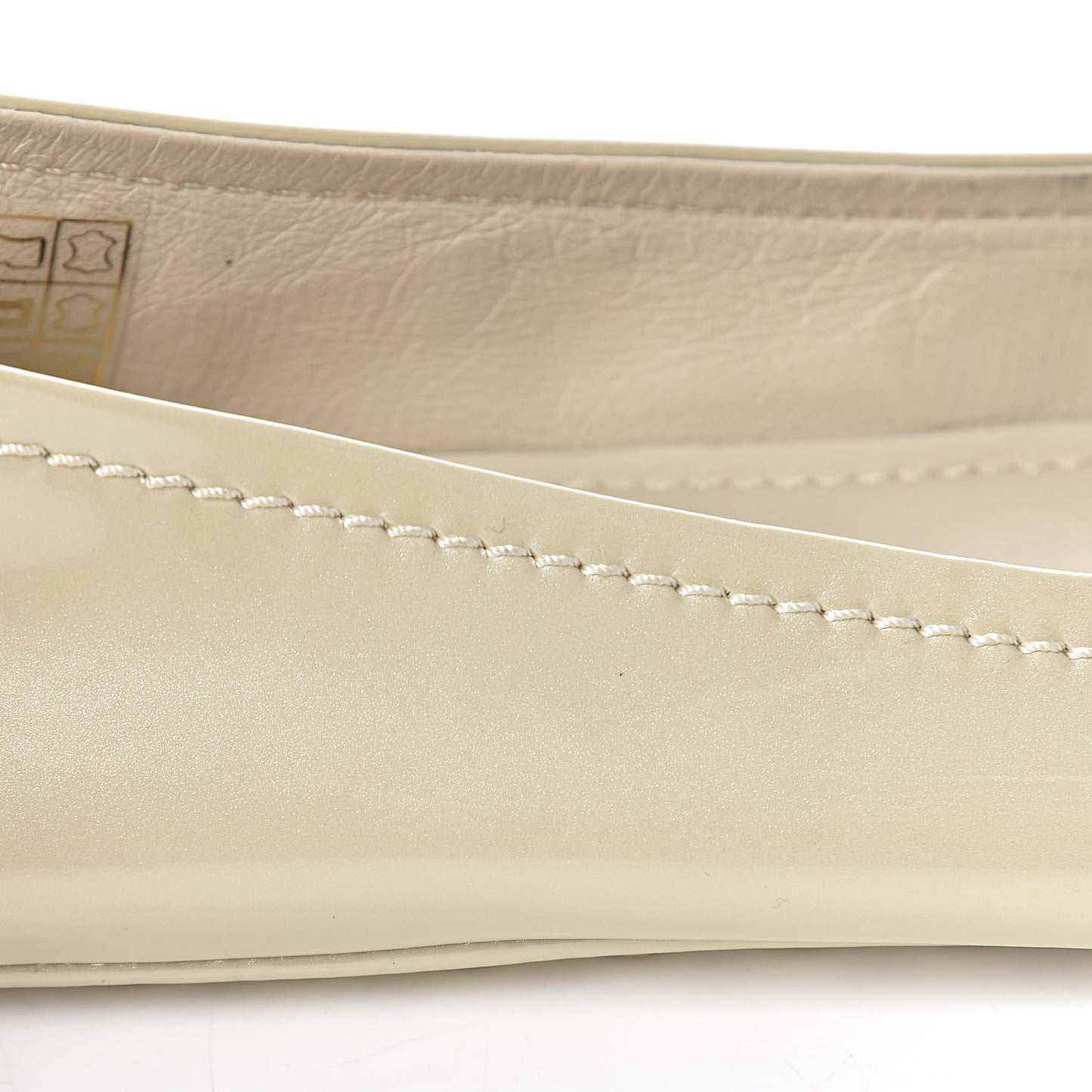 Patent Calfskin Oxford Ballerina Flats 41 Creme