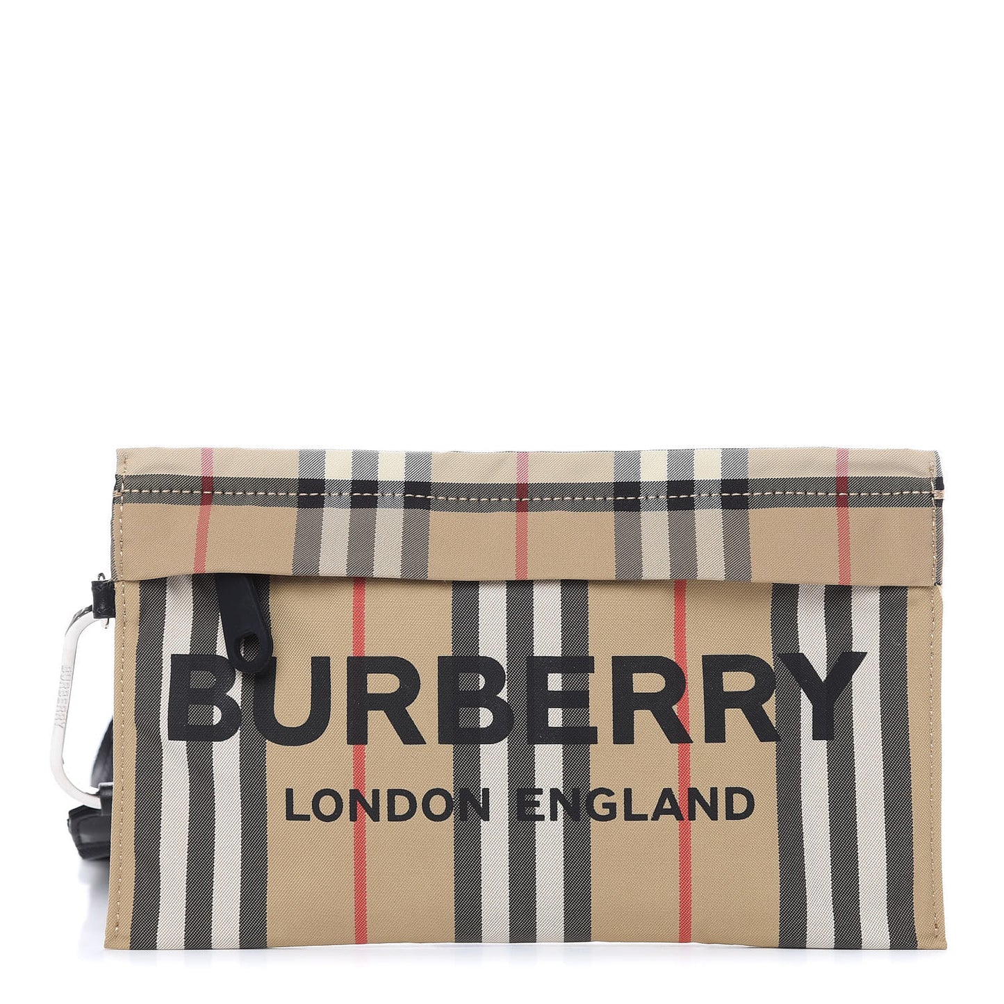 Nylon Vintage Check Print Logo Wristlet Archive Beige