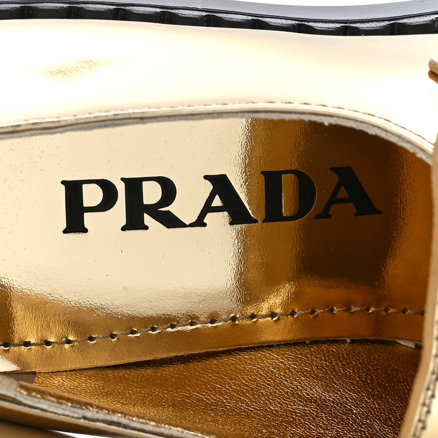Metallic Brushed Calfskin Metal Triangle Logo 50mm Loafers 35 Platino