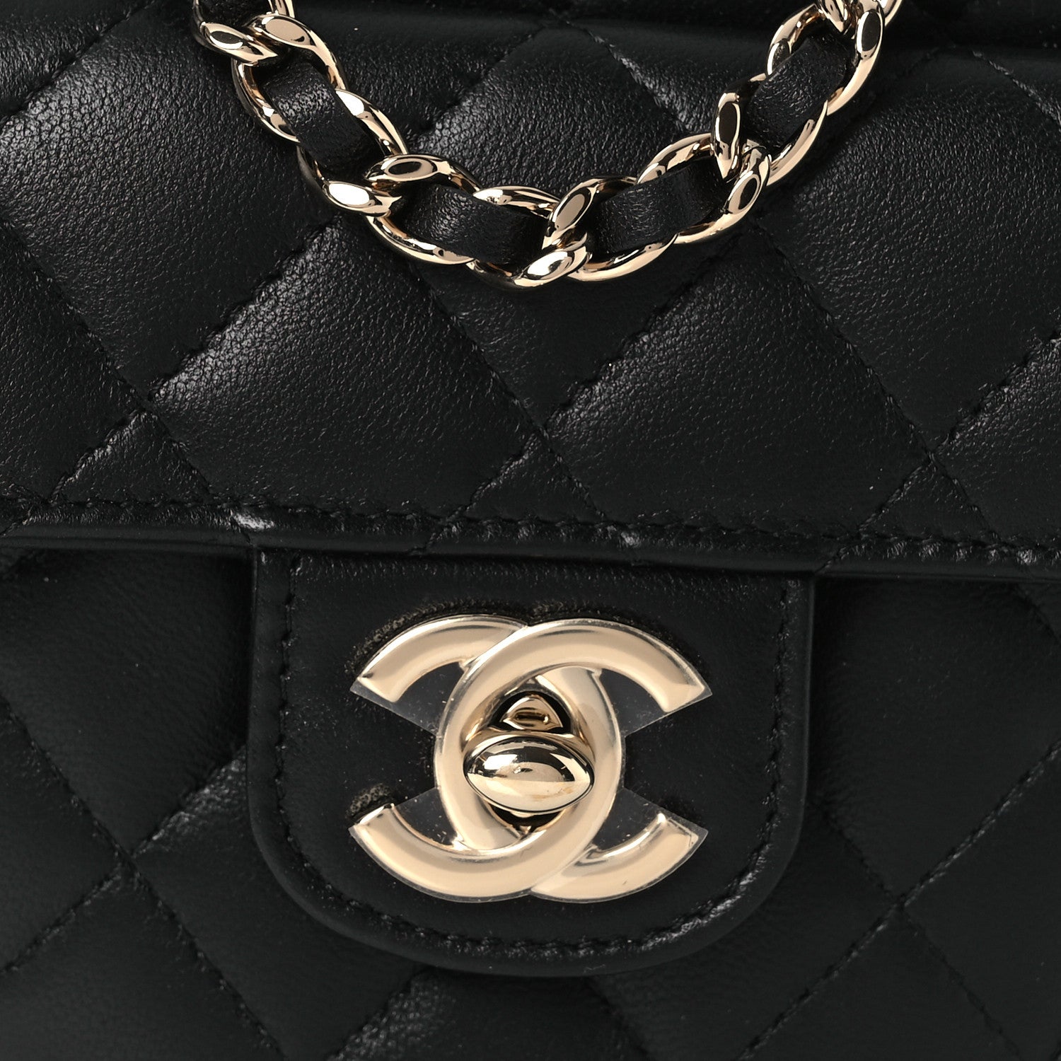 Chanel Lambskin Quilted CC In Love Heart Clutch With Chain Black 8 of 12
