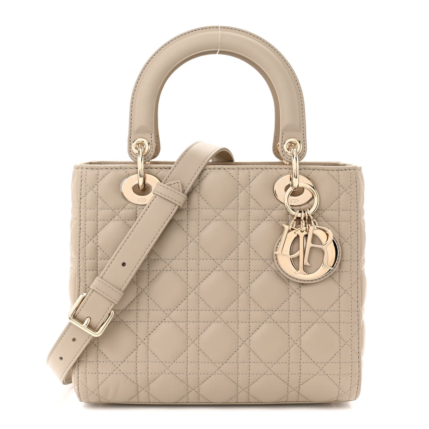Lambskin Cannage Medium Lady Dior Beige