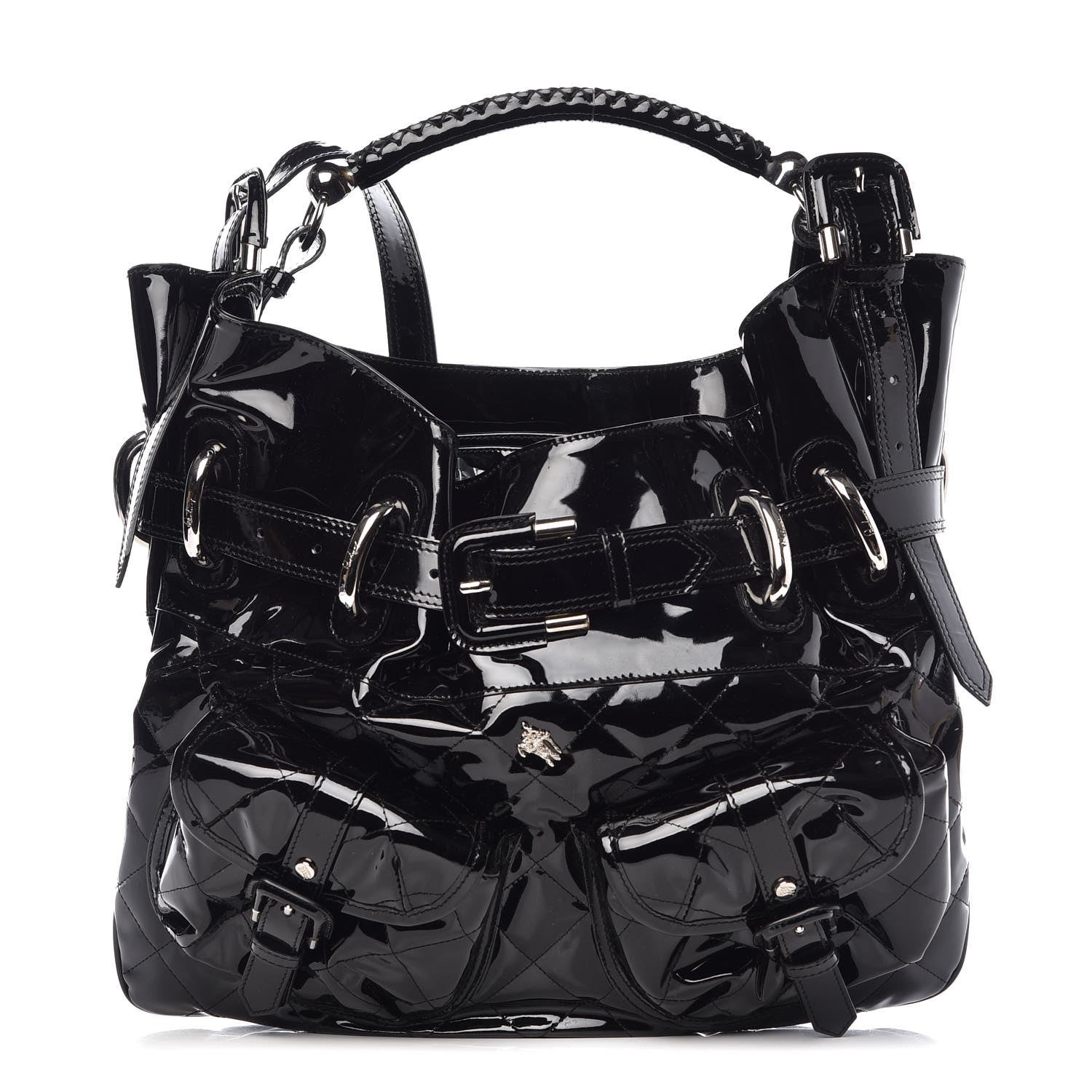 Burberry Patent Calfskin Quilted Large Manor Tote Black 1 of 8