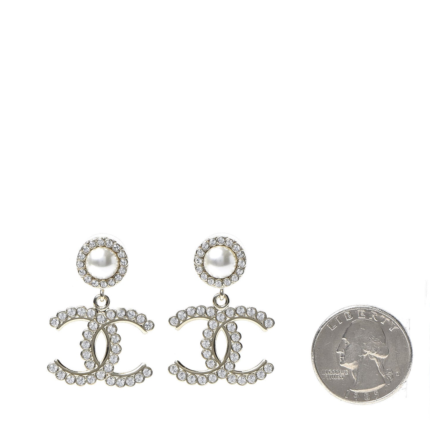 Crystal Pearl Bow-tiful CC Drop Earrings Gold