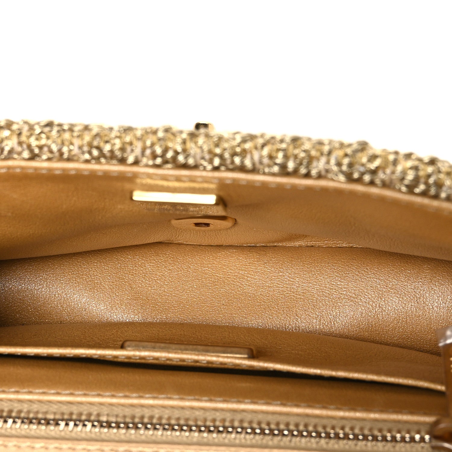 Chanel Metallic Woven Fabric Mini Rectangular Flap Gold 4 of 10