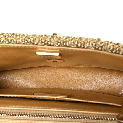Chanel Metallic Woven Fabric Mini Rectangular Flap Gold 4 of 10