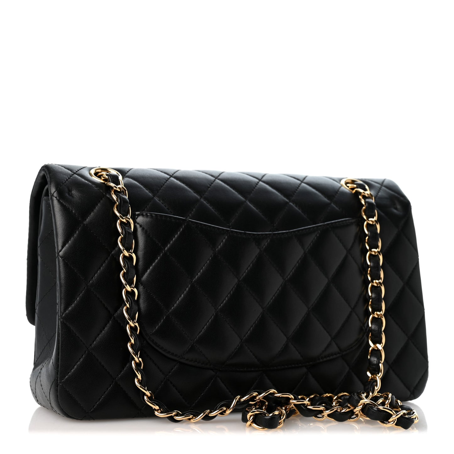 Lambskin Quilted Medium Double Flap Black