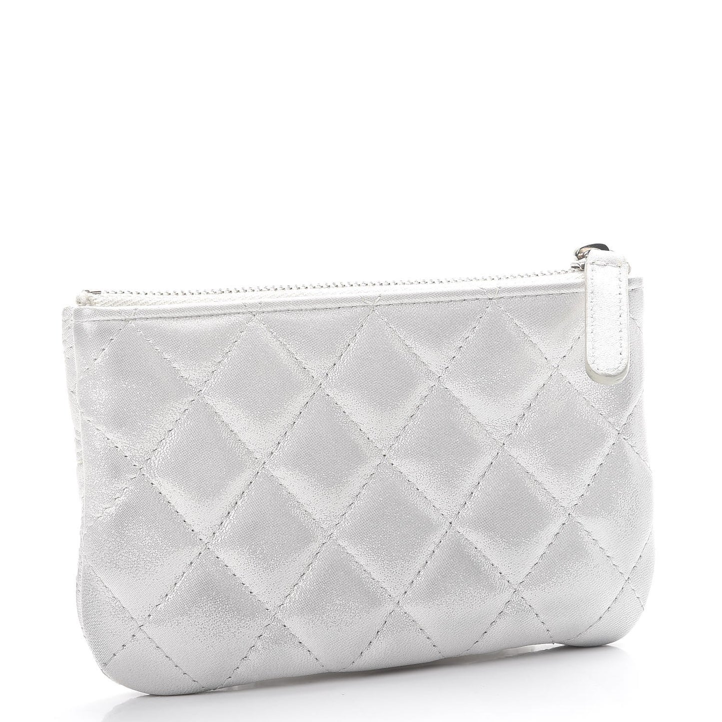 Metallic Lambskin Star Embossed Coin Purse Case Light Silver