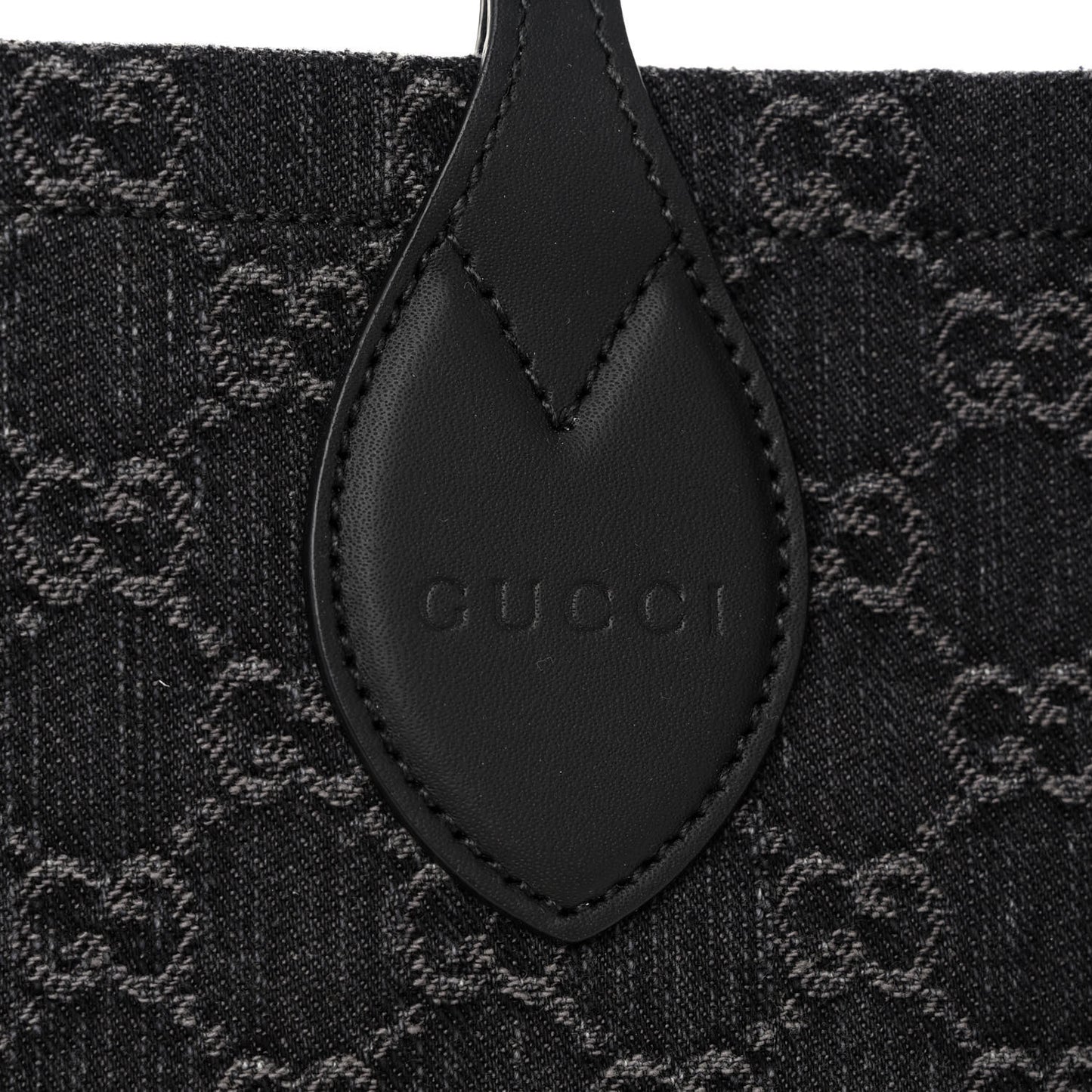 Denim Ophidia GG Monogram Large Tote Black Grey