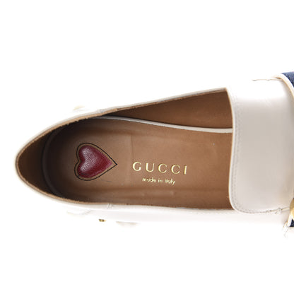 Gucci Betis Glamour Calfskin Web Pearl Embellished Peyton 35mm Loafer Pumps 36.5 Mystic White 7 of 10