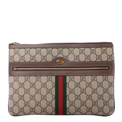 Gucci GG Supreme Monogram Large Ophidia Pouch Clutch Brown 1 of 8