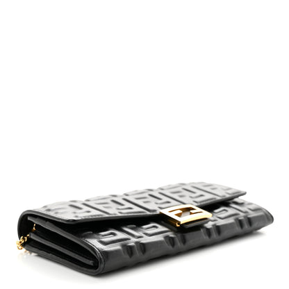 Fendi Nappa Matisse FF Embossed Continental Wallet On Chain Black 4 of 10