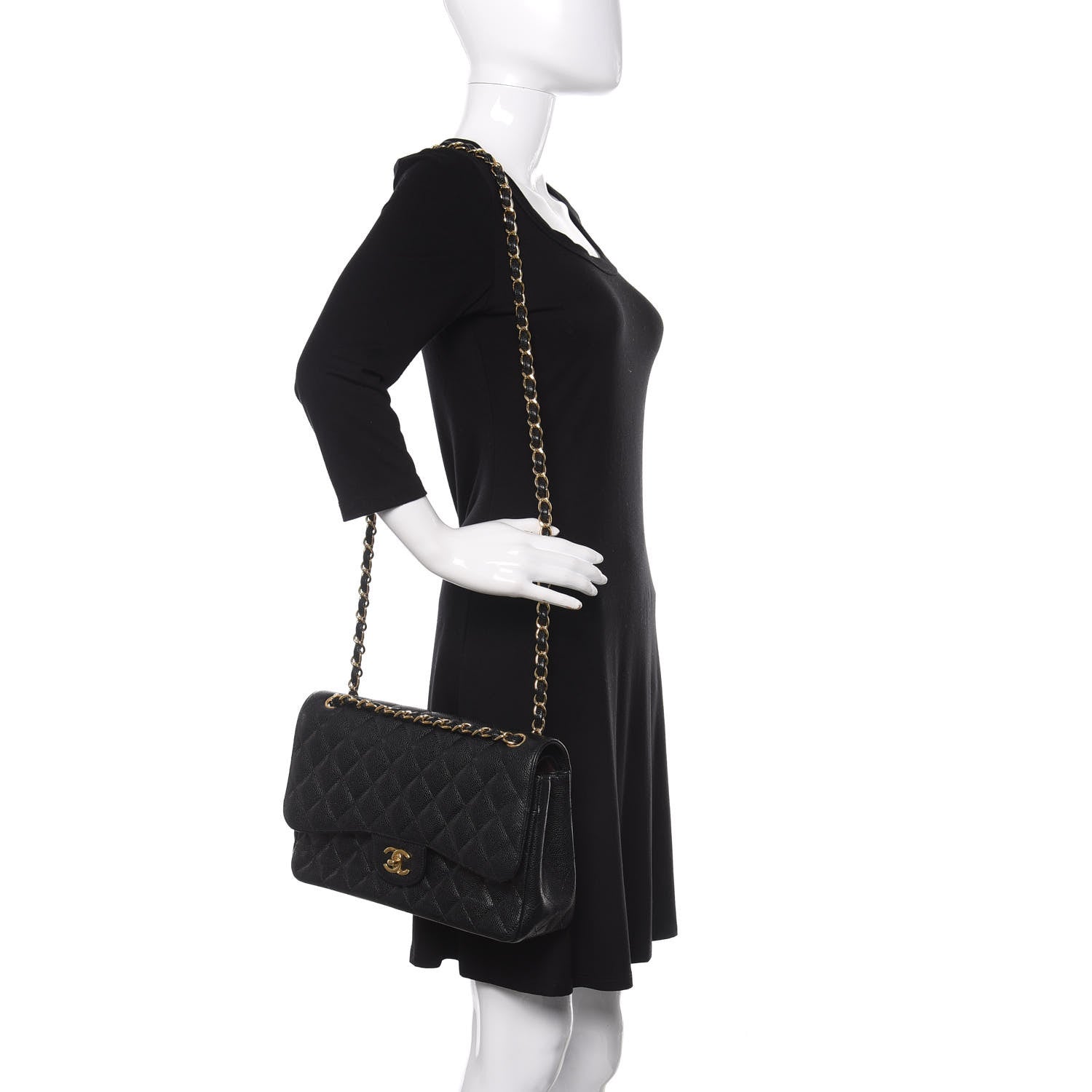 Chanel Caviar Quilted Jumbo Double Flap Black 3 of 15